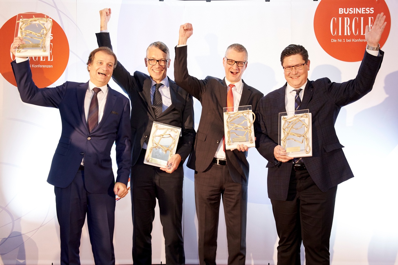 Im Siegerbild: Peter Prebil (Erste Bank), Karl Stadler (Verbund), Alexander Heppe (Telekom), Alexander Krause (Andritz)., © Klimpt