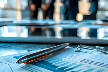 Schreibtisch mit Clipboard und Unternehmenszahlen darauf, © stock.adobe.com - Thares2020
