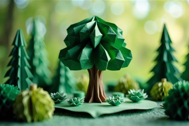 Papier-Origami-Baum, Close-Up