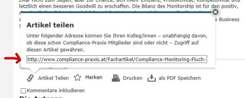Artikel teilen 2, © Screenshot