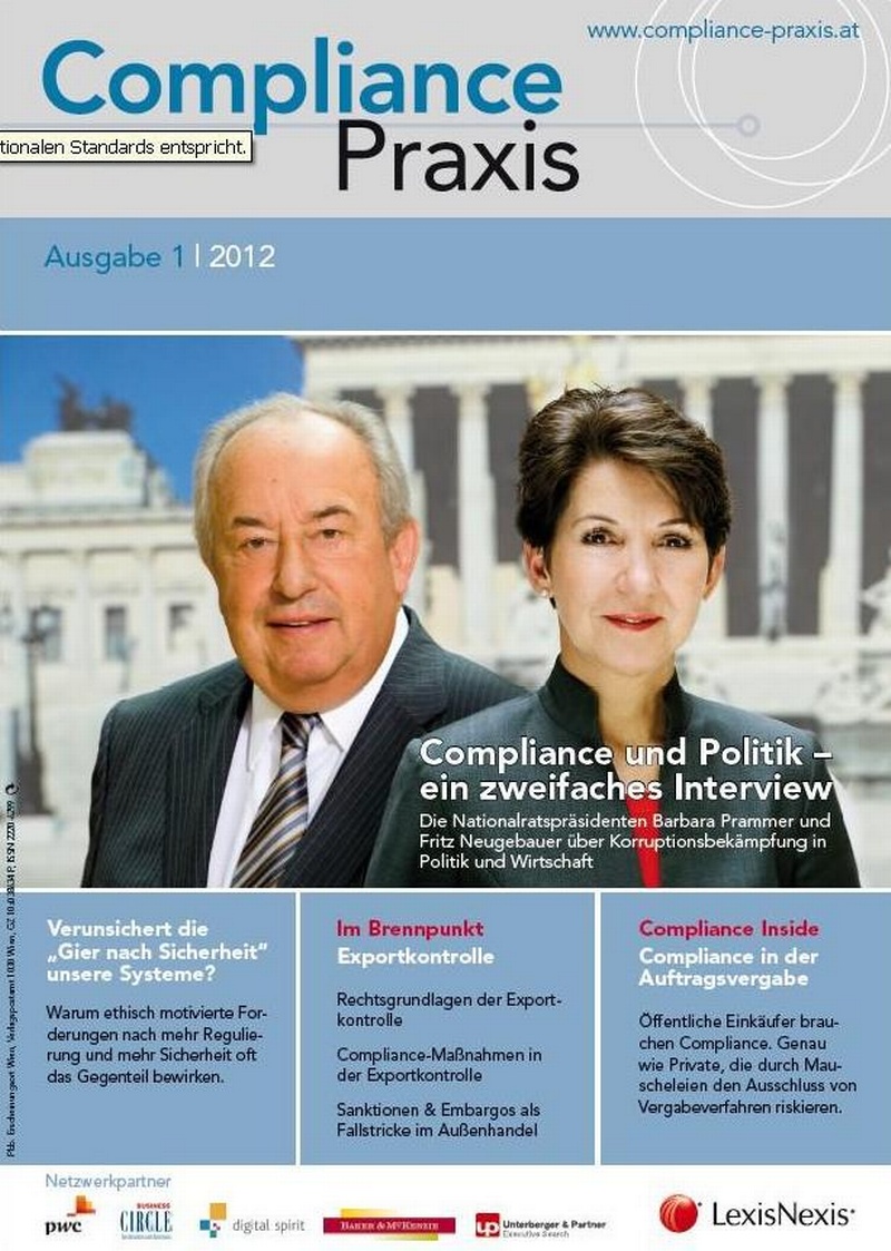 Cover von Compliance Praxis Ausgabe 1/2012, © LexisNexis