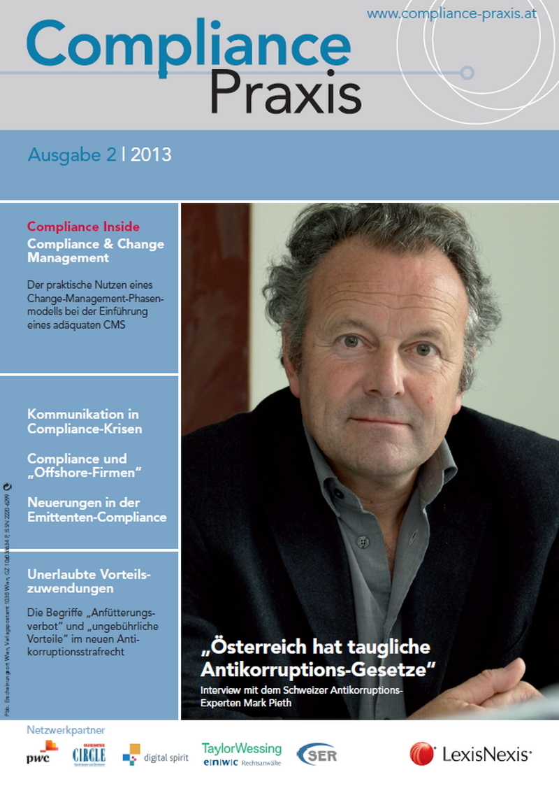 Cover von Compliance Praxis Ausgabe 2/2013, © LexisNexis