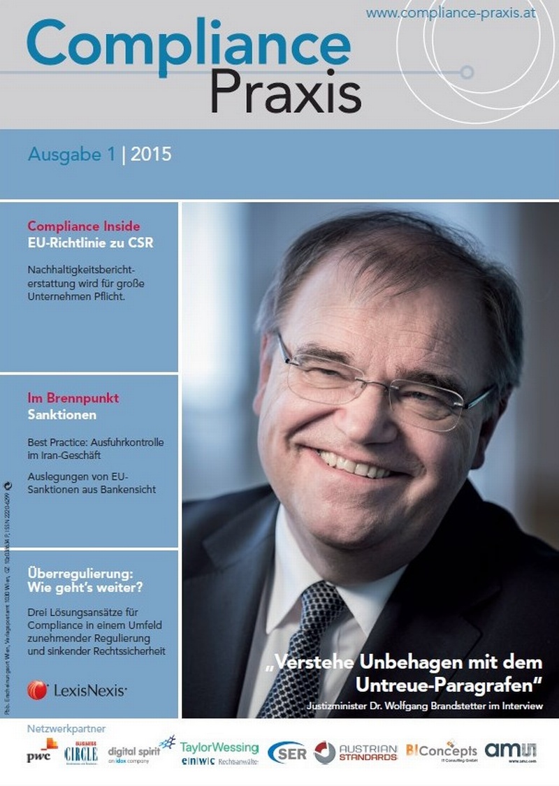 Cover von Compliance Praxis Ausgabe 1/2015, © LexisNexis