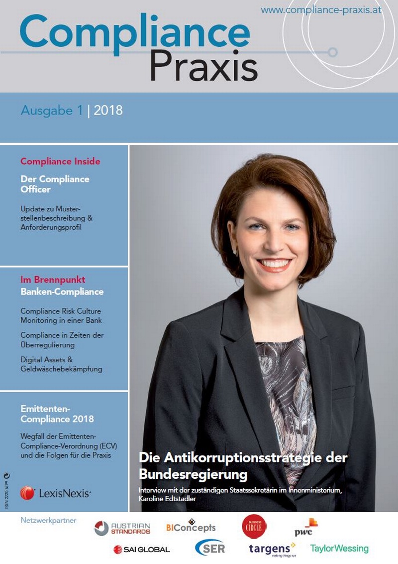 Cover von Compliance Praxis Ausgabe 1/2018, © LexisNexis