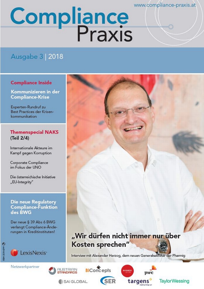 Cover von Compliance Praxis Ausgabe 3/2018, © LexisNexis